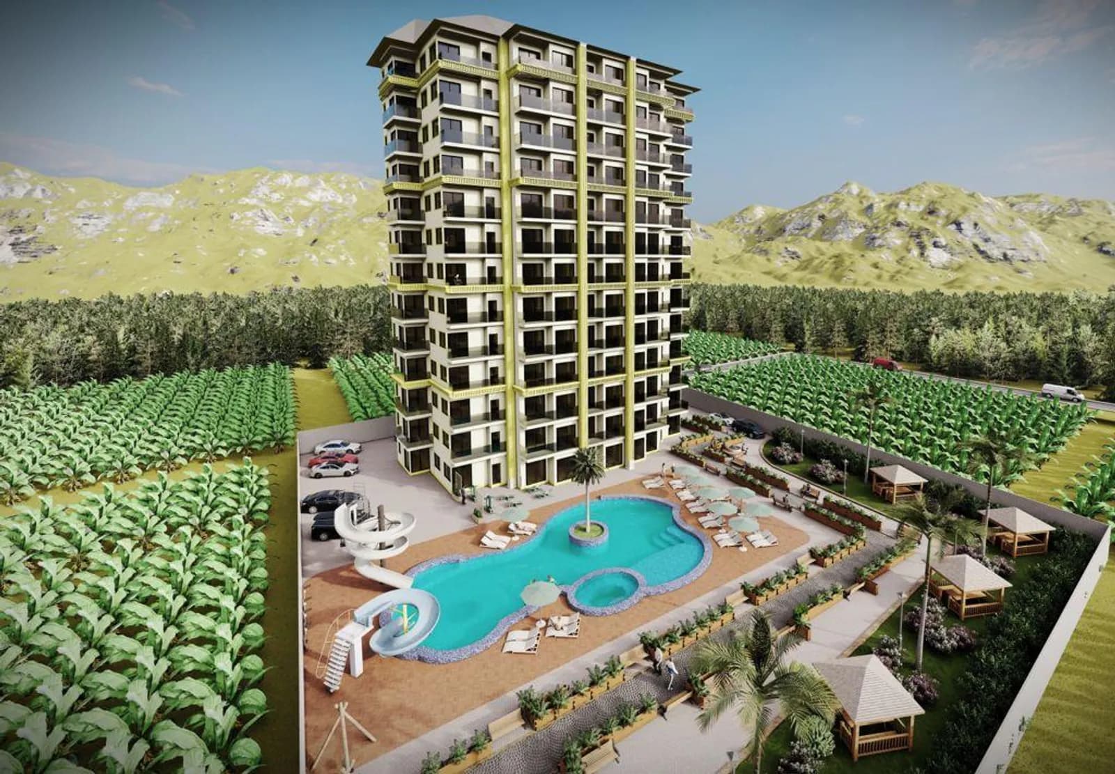 Mahmutlar Full-Activity Arcadia Fenercioğlu – Sea View 1+1 Apartment Near the Beach